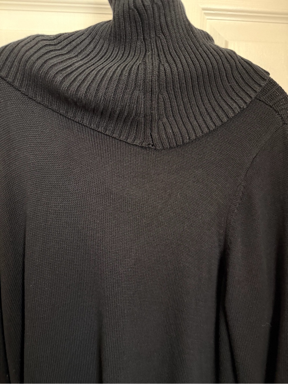 INC Asymmetrical Ribbed Cowl Neck Black Sweater Gold Accent Zippers Size 2X EUC - Picture 7 of 12